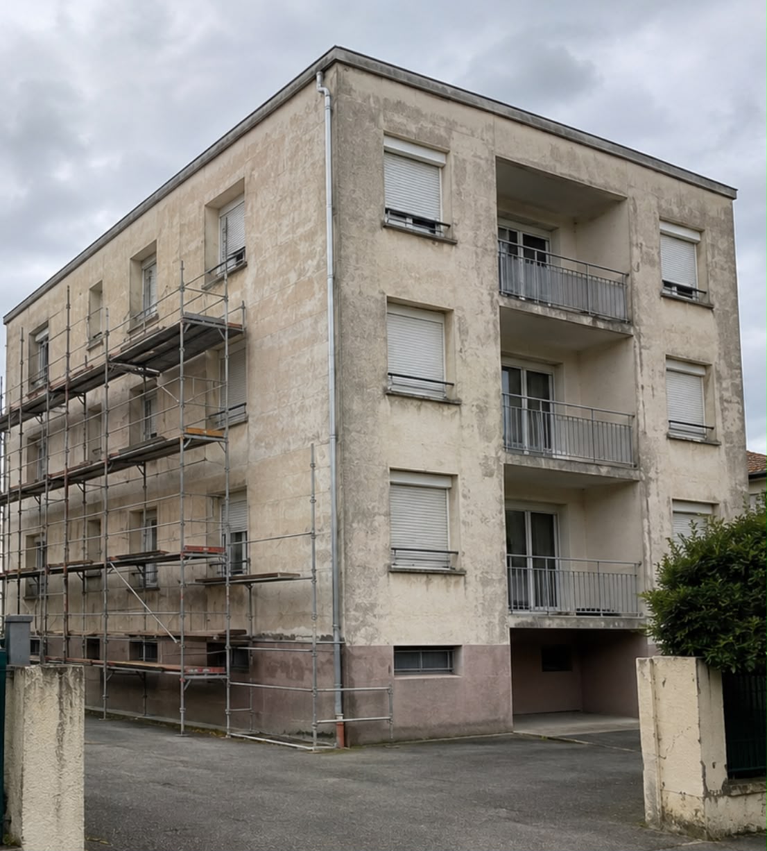 Façade avant réalisation de l'isolation thermique extérieure